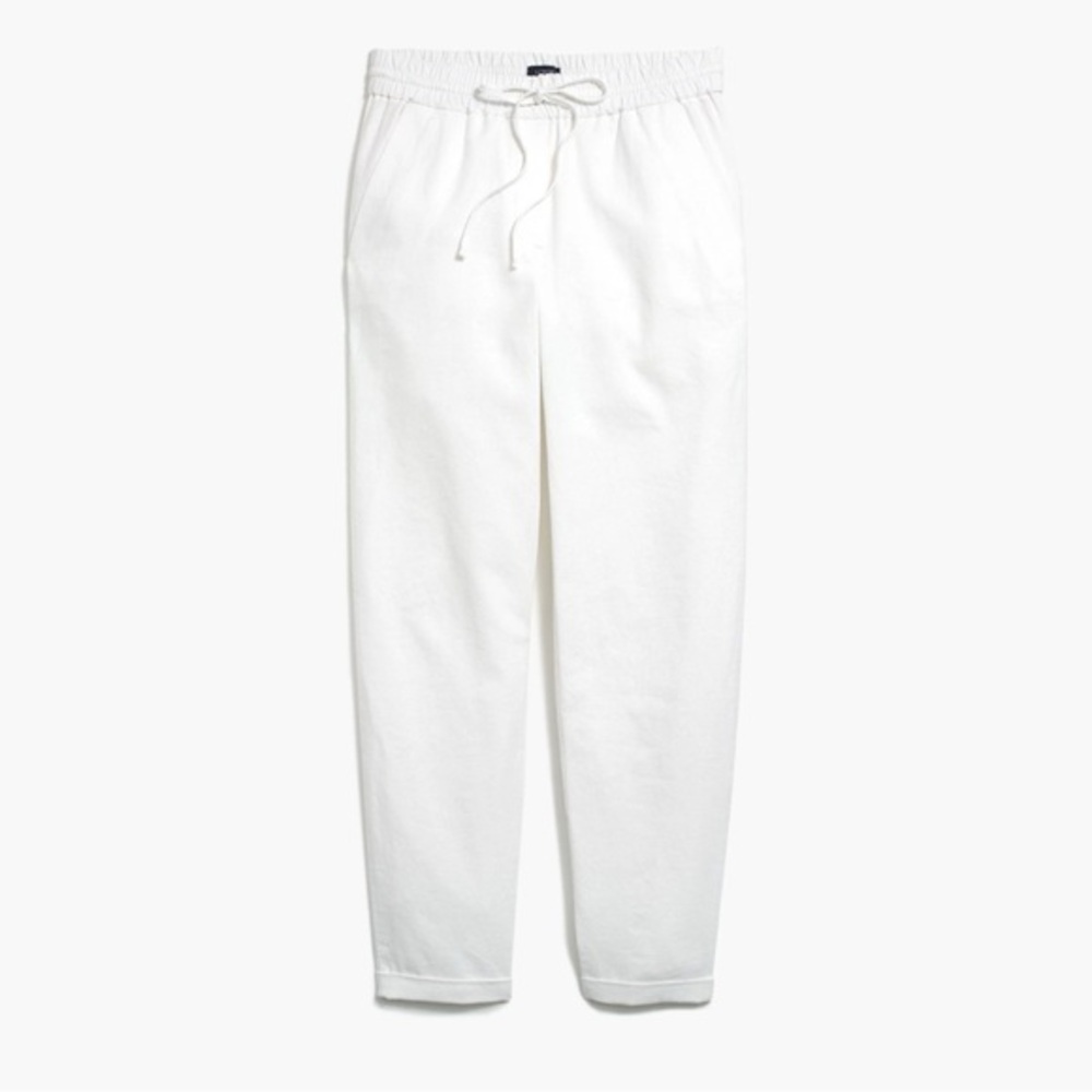 Linen Cotton Blend Drawstring Pants